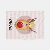 女の子かわいいピンクのルドルフのトナカイのクリスマスキッズ フリースブランケット (正面(横))