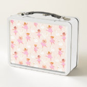 女の子かわいいピンクの小さなバレリーナパーソナライズされた子供 メタルランチボックス (裏面)