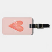 女の子かわいいピンクの水色ハート子供 ラゲッジタグ (正面横)