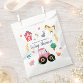 女の子かわいいピンクの素朴ファームトラクターベビーシャワー フェイバーバッグ (クリップ留めされた状態)
