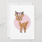 女の子かわいいピンクの鹿フローラ1st誕生日の花 招待状 (裏面)