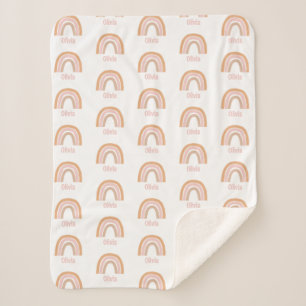 女の子かわいいピンクぼほ水の色レインボーネーム シェルパブランケット