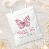 女の子かわいいピンクバタフライ子供の誕生日ありがとう フェイバーバッグ (クリップ留めされた状態)