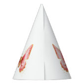 女の子かわいいピンクバタフライ1st誕生日 パーティーハット (裏面)