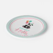 女の子かわいいピンクパンダベア5th誕生日パーティー ペーパープレート (アングル)