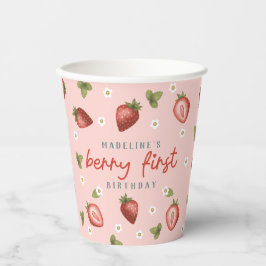 女の子かわいいピンクベリー最初の誕生日 紙コップ
