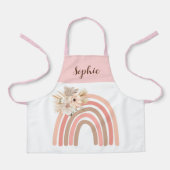 女の子かわいいピンクボホレインボーオールオーバープリントエプロン エプロン (正面)