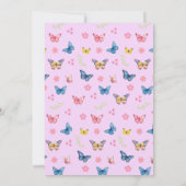 女の子かわいいピンク紫色の蝶の子供たち2nd誕生日 招待状 (裏面)