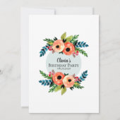 女の子かわいいピンク1stバースデーウォーターカラー花 招待状 (裏面)