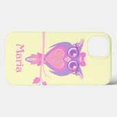 女の子かわいいフクロムパープル黄色の名前ipadケース Case-Mate iPhoneケース (裏面 (横))