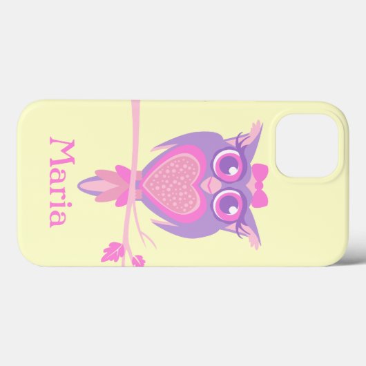 女の子かわいいフクロムパープル黄色の名前ipadケース Case-Mate iPhoneケース (裏面 (横))