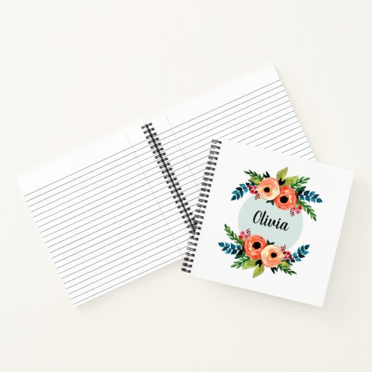 女の子かわいいフローラ水の色の花と名前キッズ ノートブック (内部)