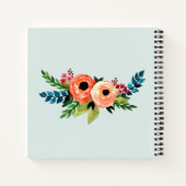 女の子かわいいフローラ水の色の花と名前キッズ ノートブック (裏面)