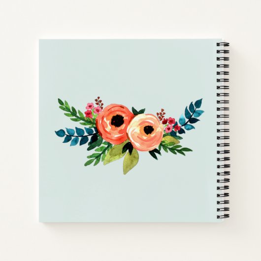 女の子かわいいフローラ水の色の花と名前キッズ ノートブック (裏面)