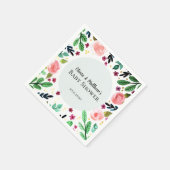 女の子かわいいフローラ水色の花ベビーシャワー スタンダードカクテルナプキン (角)