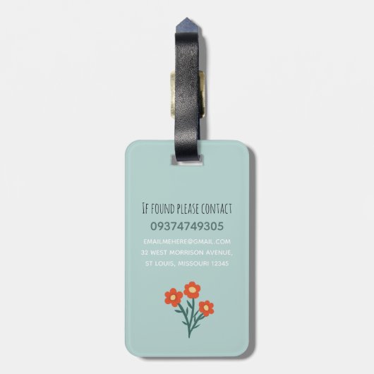 女の子かわいいフローラ犬の子供の旅行 ラゲッジタグ (裏面縦)