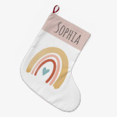 女の子かわいいボホウォーターカラーレインボーハートキッズ ラージクリスマスストッキング (正面 (吊り時))