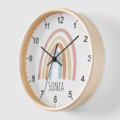 女の子かわいいボホウォーター色レインボーと名前 壁時計 (傾斜)