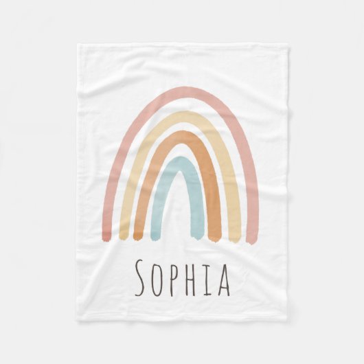 女の子かわいいボホウォーター色レインボーキッズ フリースブランケット (正面)