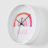 女の子かわいいボホウォーター色レインボーネーム 壁時計 (傾斜)
