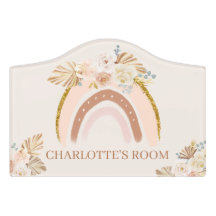 女の子かわいいボホレインボー子供部屋キッズドアサイン