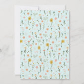 女の子かわいいボホワイルドフラワーフローラ赤ちゃんシャワー 招待状 (裏面)