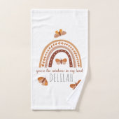 女の子かわいいボホ虹のパターンパーソナライズされた子供 バスタオルセット (ハンドタオル)