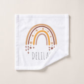 女の子かわいいボホ虹のパターンパーソナライズされた子供 バスタオルセット (ウォッシュタオル)