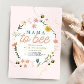女の子かわいいママbeeワイルドフラワー赤ちゃんシャワー 招待状