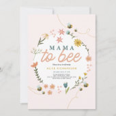 女の子かわいいママbeeワイルドフラワー赤ちゃんシャワー 招待状 (正面)