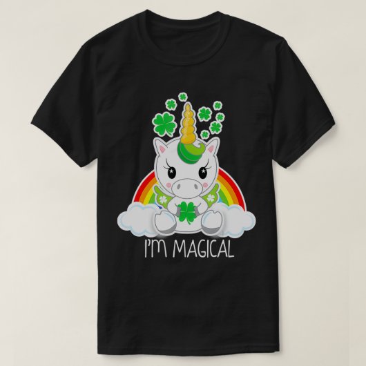 女の子かわいいユニコーンIM魔法のギフトfor St Patrick Tシャツ (デザイン正面)