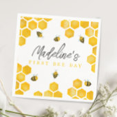 女の子かわいい夏の最初の蜂の日キッズ1st誕生日 スタンダードカクテルナプキン