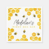 女の子かわいい夏の最初の蜂の日キッズ1st誕生日 スタンダードカクテルナプキン (正面)