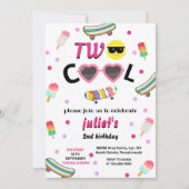 女の子かわいい夏の甘クールい2歳の誕生日 招待状 (正面)