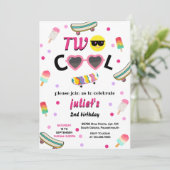 女の子かわいい夏の甘クールい2歳の誕生日 招待状 (スタンド正面)