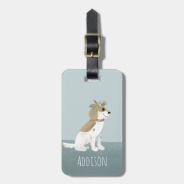 女の子かわいい子犬の漫画の花の子供 ラゲッジタグ