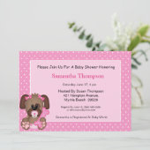 女の子かわいい子犬の赤ちゃんシャワー 招待状 (スタンド正面)