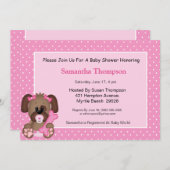 女の子かわいい子犬の赤ちゃんシャワー 招待状 (正面/裏面)