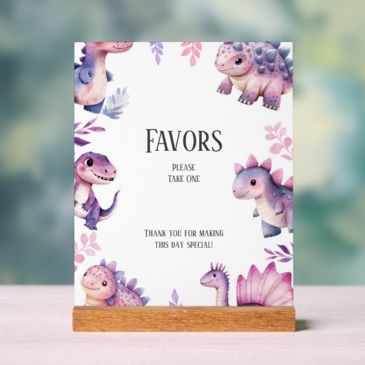 女の子かわいい恐竜をテーマにした誕生日の好意サイン アクリルサイン (ニュートラル)