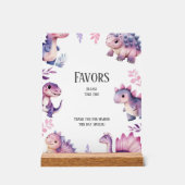 女の子かわいい恐竜をテーマにした誕生日の好意サイン アクリルサイン (正面)