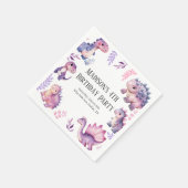 女の子かわいい恐竜をテーマにした誕生日パーティー スタンダードカクテルナプキン (角)