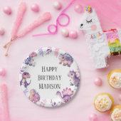 女の子かわいい恐竜をテーマにした誕生日パーティー ペーパープレート (パーティー)