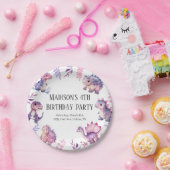 女の子かわいい恐竜をテーマにした誕生日パーティー ペーパープレート (パーティー)