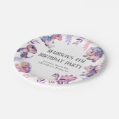 女の子かわいい恐竜をテーマにした誕生日パーティー ペーパープレート (アングル)