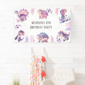 女の子かわいい恐竜をテーマにした誕生日パーティー 横断幕 (インサイチュ)