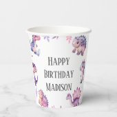 女の子かわいい恐竜をテーマにした誕生日パーティー 紙コップ (裏面)