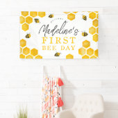 女の子かわいい最初の蜂の日1st誕生日へようこそ 横断幕 (インサイチュ)