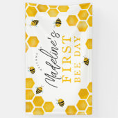 女の子かわいい最初の蜂の日1st誕生日へようこそ 横断幕 (縦)