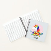 女の子かわいい水色レインボーユニコーン&ネームキッズ ノートブック (内部)