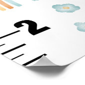 女の子かわいい水色虹の成長グラフインチ ポスター (角)